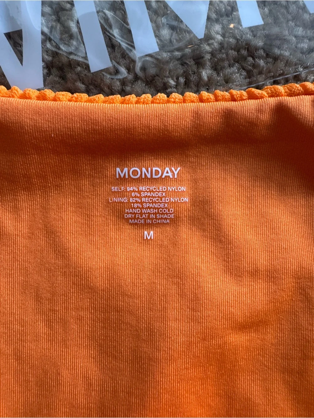 NWT Monday Swimwear Barbados Bottom Tangerine Crinkle